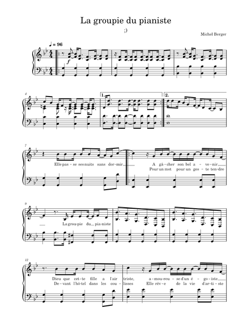 La groupie du pianiste – Michel Berger