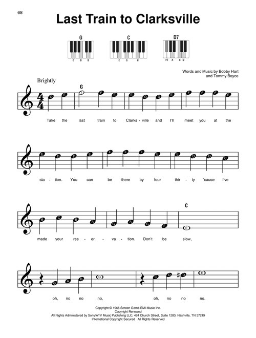 Last Train To Clarksville - The Monkees (Super Easy Piano)