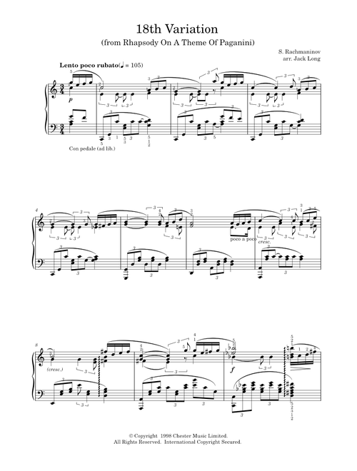18th Variation - Sergei Rachmaninoff (Piano Solo)