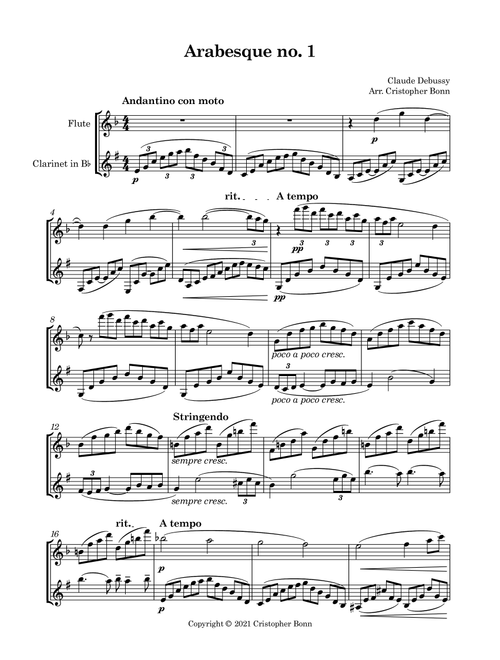 Arabesque no. 1 (Arr. Cristopher Bonn) - Claude Debussy (Instrumental Duet)