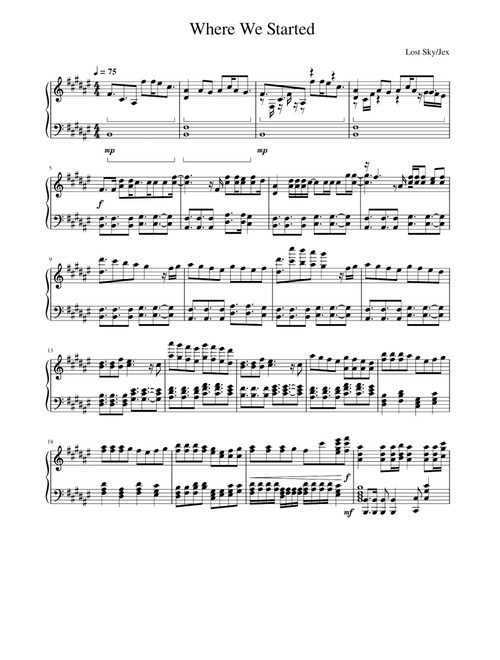 Where We Started (Arr. Lost Sky Feat. Jex) - Lost Sky Feat Jex (Piano Solo)