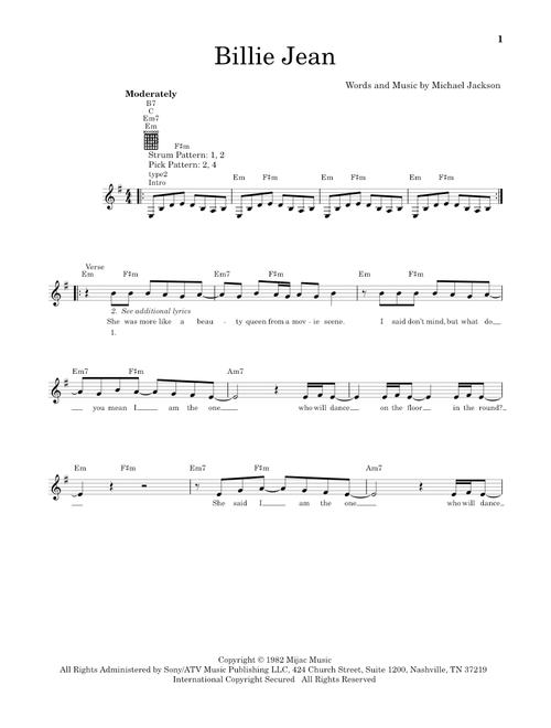Billie Jean - Michael Jackson (Easy Guitar)