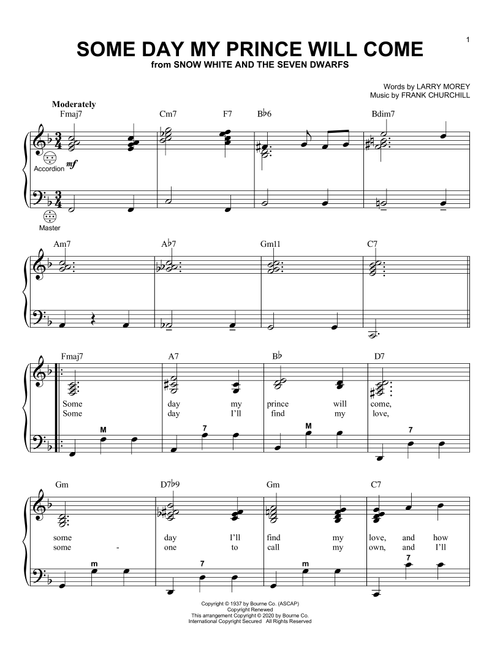 Some Day My Prince Will Come (from Snow White And The Seven Dwarfs) - Adriana Caselotti (Accordion)