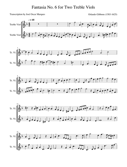 Gibbons: Fantasy No.6 for two treble viols