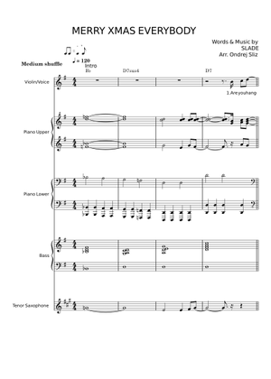 Merry Xmas Everybody by Slade Sheet Music for Piano (Solo) easy ...