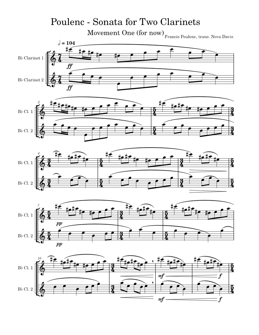 Sonata for Two FP 7 Francis Poulenc Poulenc Sonata for