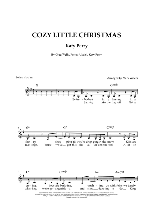 Cozy Little Christmas (Arr. Mark Waters) - Katy Perry (Lead Sheet - Fake Book)