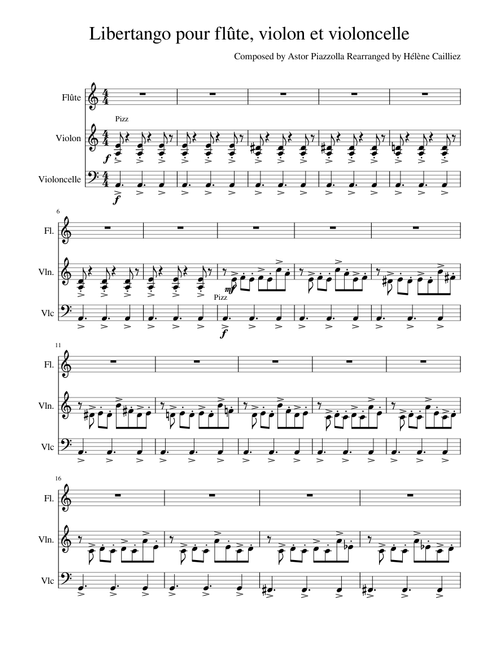 Libertango pour flûte, violon et violoncelle