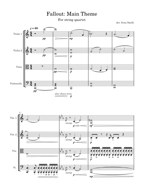 Fallout: Main Theme for String Quartet