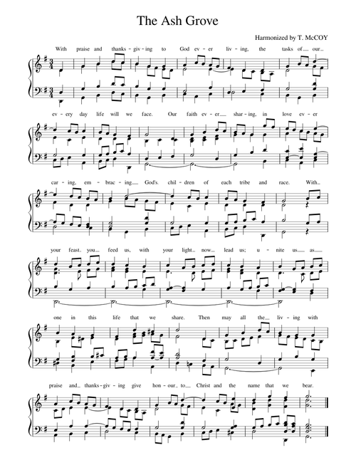 The Ash Grove – Welsh The Ash Grove, last verse harmony