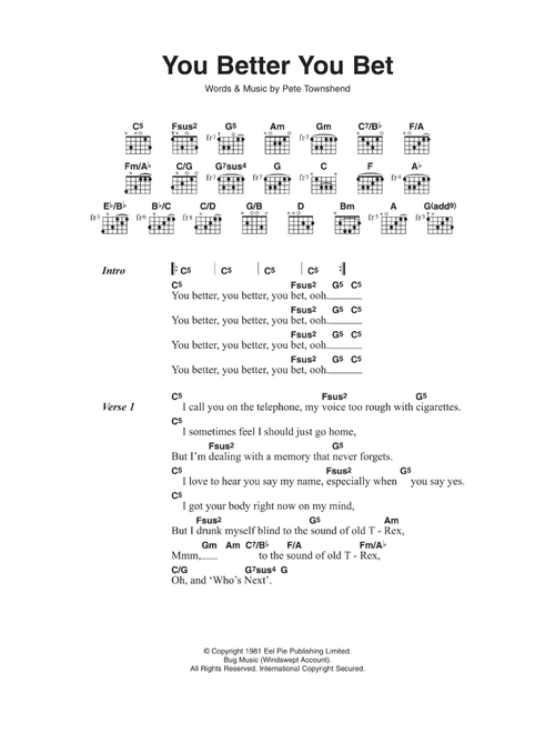 You Better You Bet - The Who (Guitar Chords-Lyrics)