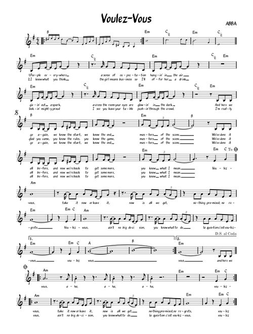 Voulez-Vous – ABBA (Lead Sheet)