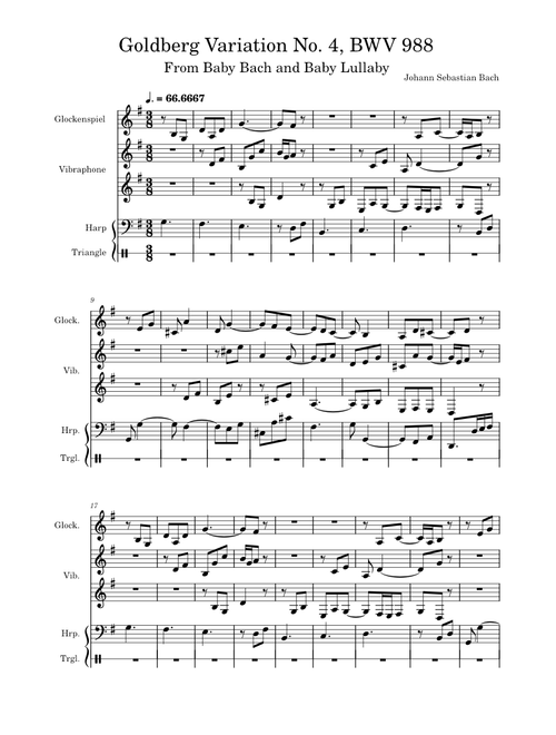 Goldberg-Variationen, BWV 988 – Johann Sebastian Bach Goldberg Variation No. 4, BWV 988 - Baby Bach