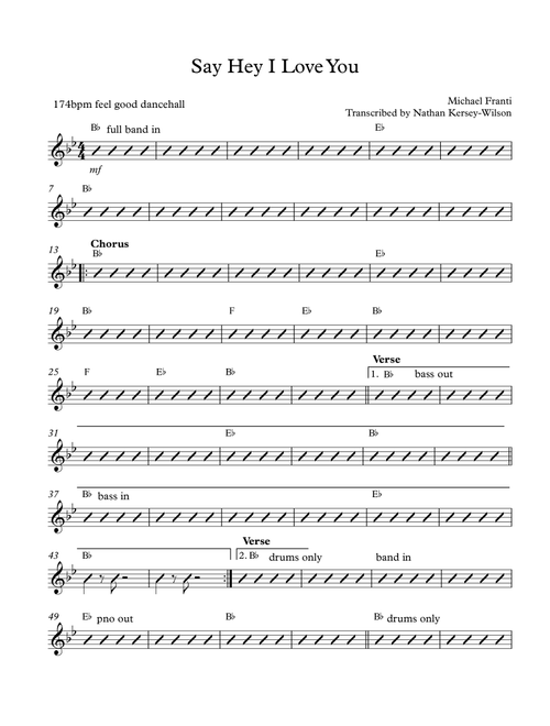 Say Hey (i Love You) (Arr. Nathan Kersey-Wilson) - Michael Franti & Spearhead Featuring Cherine Anderson (Lead Sheet - Fake Book)