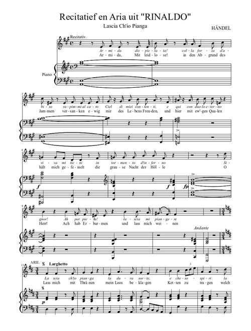 Recitatief en Aria uit "RINALDO" - Lascia Ch'io Pianga - HANDEL