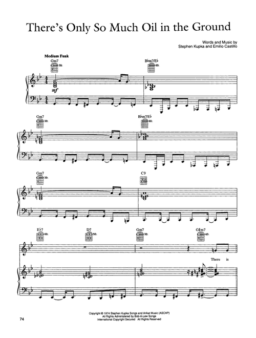Only So Much Oil In The Ground - Tower Of Power (Piano-Vocal-Guitar)