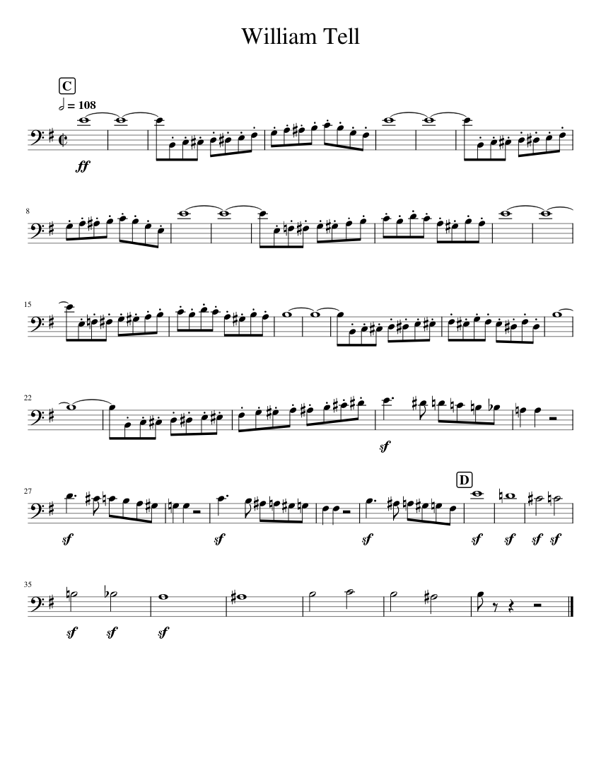 William_Tell_Trombone_Excerpt Sheet music for Trombone (Solo
