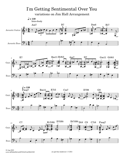 I'm Getting Sentimental Over You – George Bassman/var Jim Hall arr