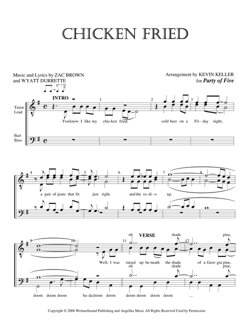 Chicken Fried (Arr. Kevin Keller) - Zac Brown Band (Choral, TTBB)