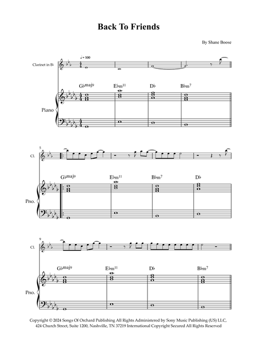 Back To Friends (Arr. Wesley S. SIlva) - sombr (Clarinet and Piano)