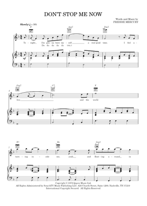 Don't Stop Me Now - Queen (Piano-Vocal-Guitar) Piano-Voice