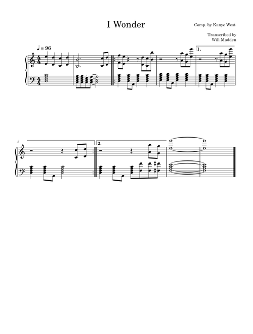I wonder – Kanye West Solo Piano I Wonder - Kanye West