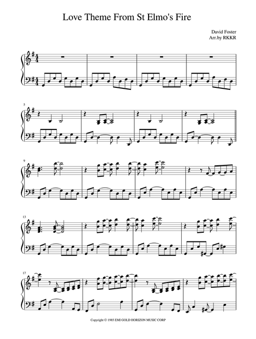 Love Theme From "st. Elmo's Fire" (Arr. RKKR) - David Foster (Piano Solo)