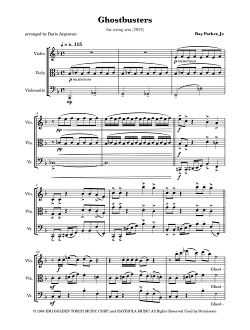 Ghostbusters (Arr. Dario Argentesi) - Ray Parker Jr (String Ensemble)