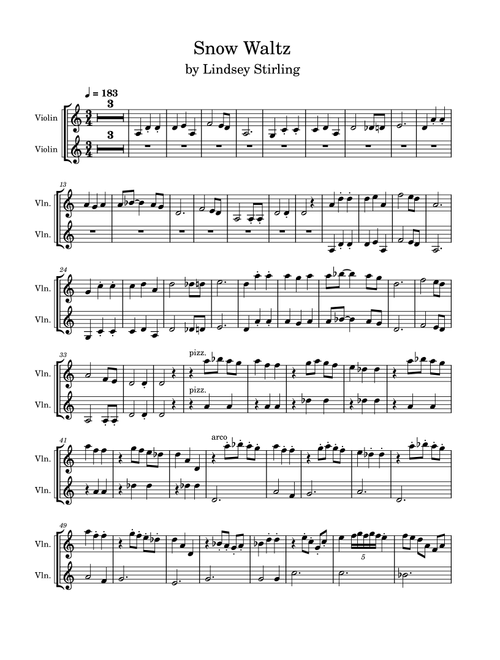 Snow Waltz (Arr. Anya Alston) - Lindsey Stirling (Violin Duet)