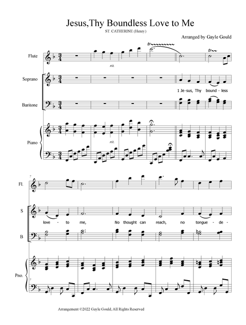 Jesus, Thy Boundless Love to Me (Arr. Gayle Gould) - Paul Gerhardt (Choral, SAB)