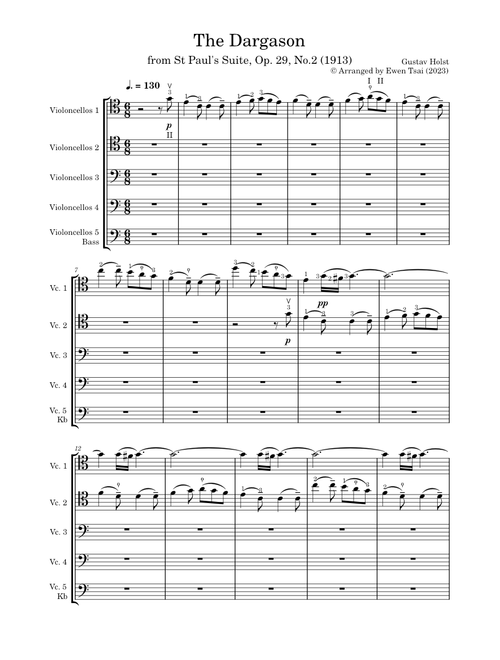 Gustav Holst- The Dargason from St Paul's Suite, arranged for cello ensemble
