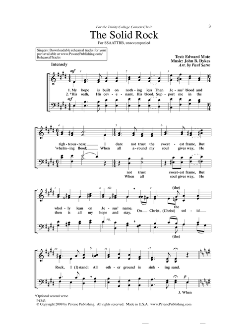 The Solid Rock (arr. Paul Satre) - John B Dykes (Choral, SATB)