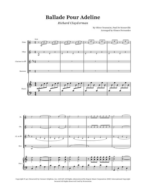 Ballade Pour Adeline (Arr. Glauco Fernandes) - Richard Clayderman (Woodwind Ensemble)