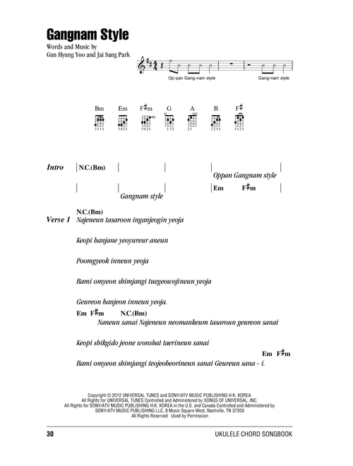 Gangnam Style - PSY (Ukulele Chords-Lyrics)