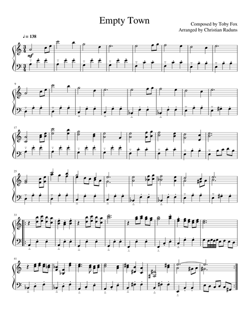 Empty Town (Deltarune) - Arranged for Piano