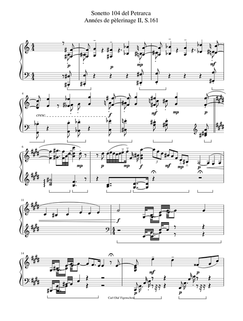 Sonetto 104 del Petrarca, Années de pèlerinage II, S.161 (Liszt, Franz)