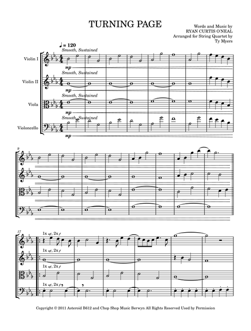Turning Page (Arr. Ty Myers) - Sleeping At Last (String Quartet)