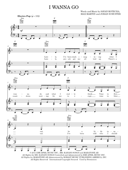 I wanna go - Britney Spears (Piano-Vocal-Guitar)