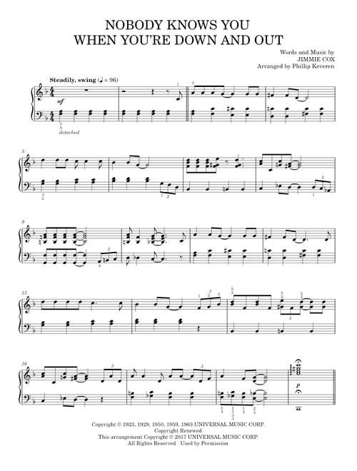 Nobody Knows You When You're Down And Out (Nobody Knows When You're Down And Out) - Eric Clapton (Piano Solo)