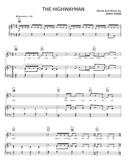 THE HIGHWAYMAN - JIMMY WEBB