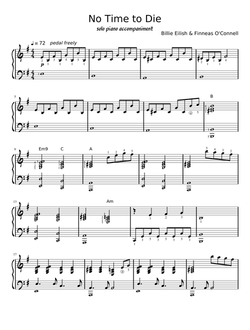 Billie Eilish - No Time to Die (Piano Accompaniment)