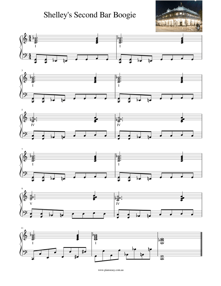 Shelley's Second Bar Boogie two drinks example Sheet music for Piano
