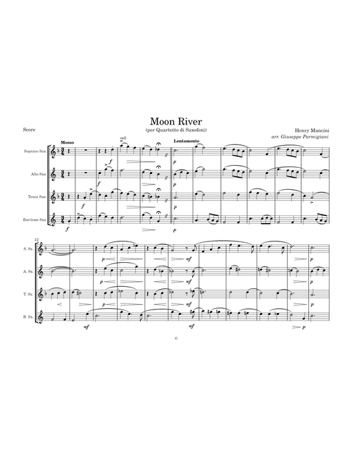 Mancini - Moon River (Sax Quartet)