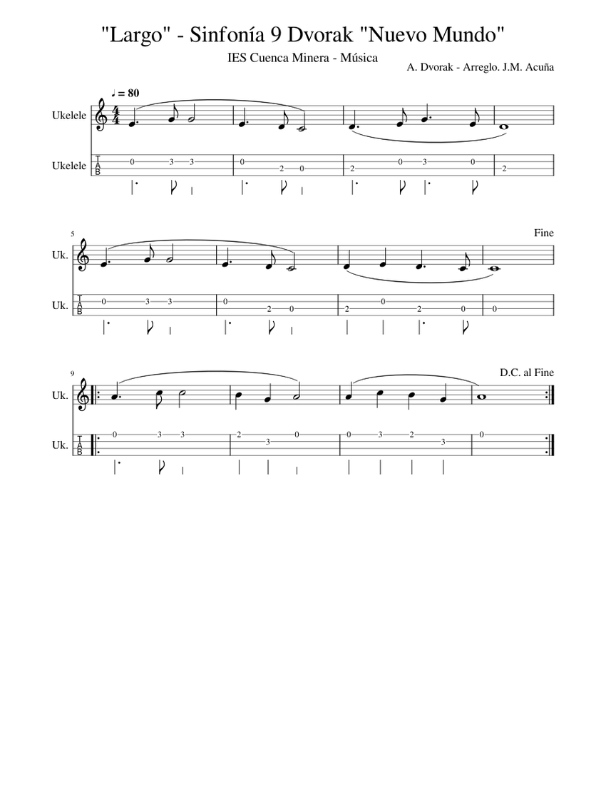 Largo - Sinfonía 9 Dvorak Nuevo Mundo Sheet music for Largo - Sinfonía 9 Dvorak Nuevo Mundo Sheet music for