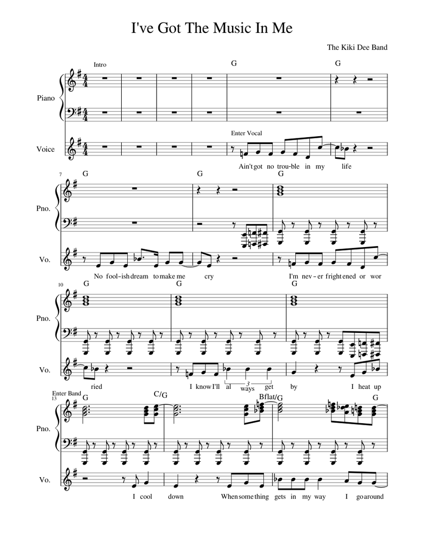 I've Got The Music In Me Sheet music for Piano, Vocals (PianoVoice
