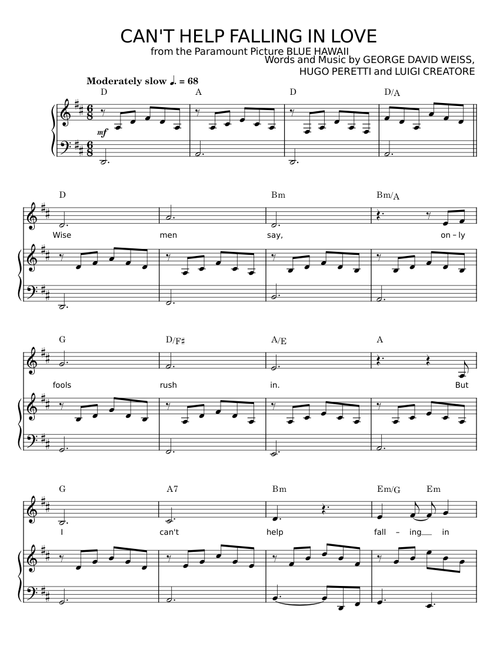 Can't Help Falling in Love - GEORGE DAVID WEISS, HUGO PERETTI
