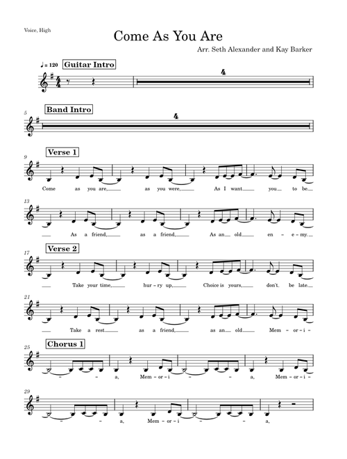 Come as you are – Nirvana - Voice, High