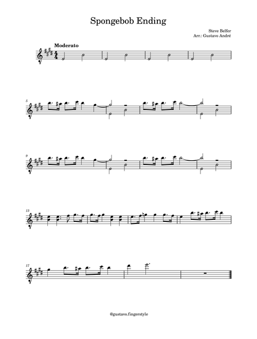 Spongebob Ending (Arr. Gustavo André) (Solo Guitar)