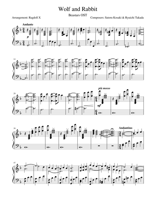 Beastars - Wolf and Rabbit (Piano cover)