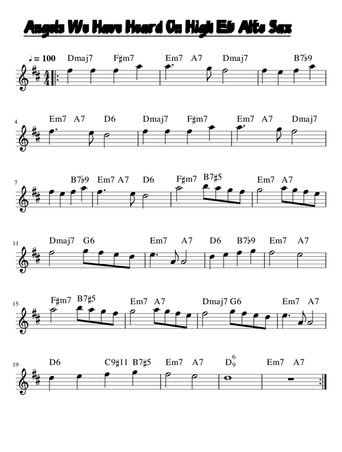 Angels We Have Heard On High Eb alto sax